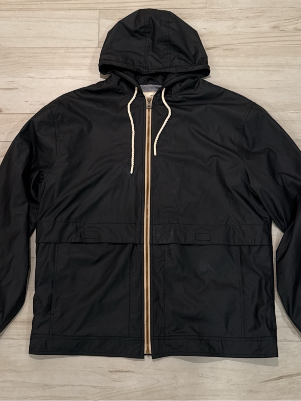 Weatherproof Vintage Black Hooded Rain Jacket Size XL